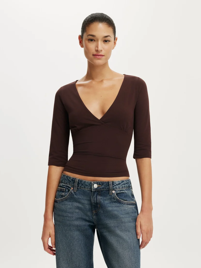 COTTON ON Áo Thun Tay Lừng Cổ V - Maple V Neck 3/4 Sleeve