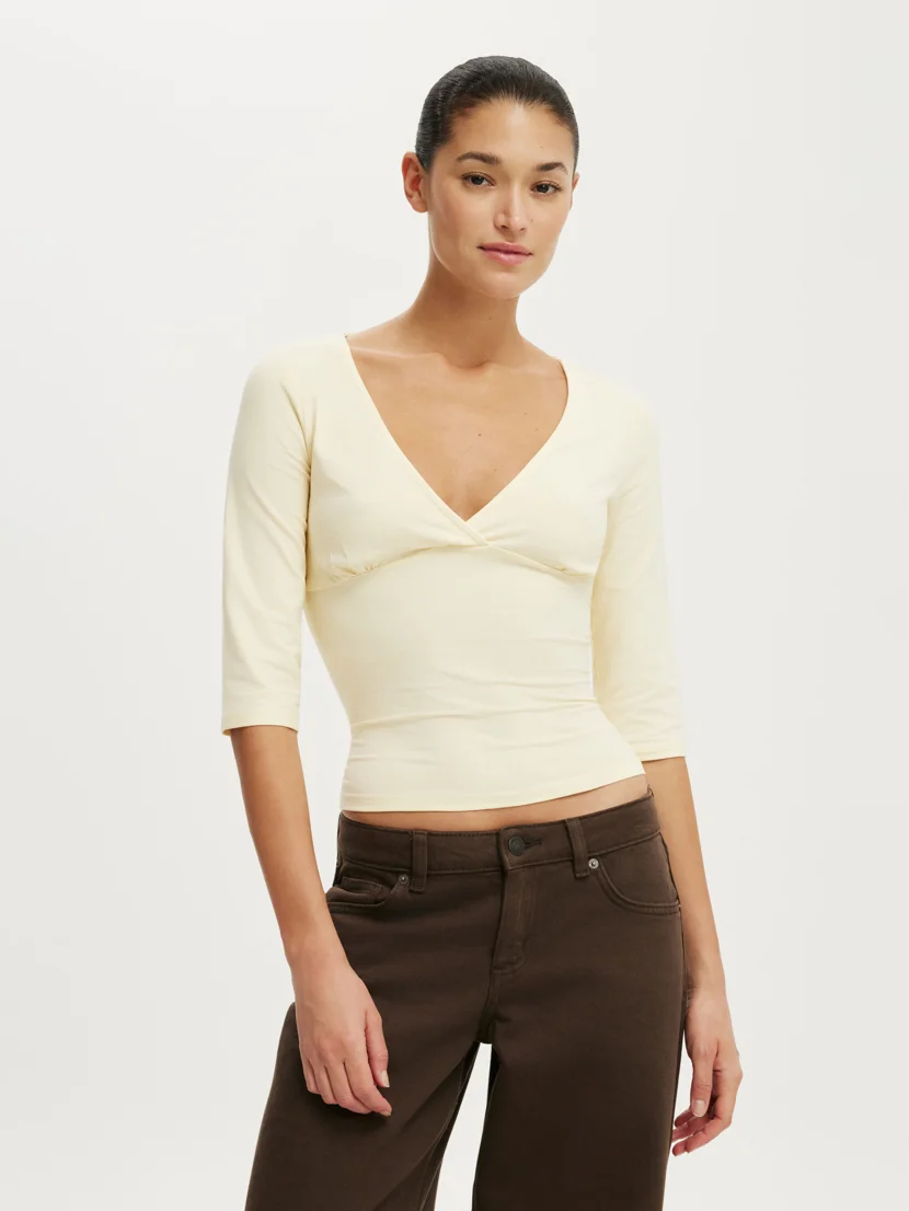 COTTON ON Áo Thun Tay Lừng Cổ V - Maple V Neck 3/4 Sleeve