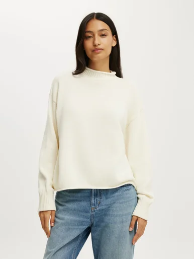 COTTON ON Áo Len Dài Tay Nữ - Mila Mock Neck Sweater