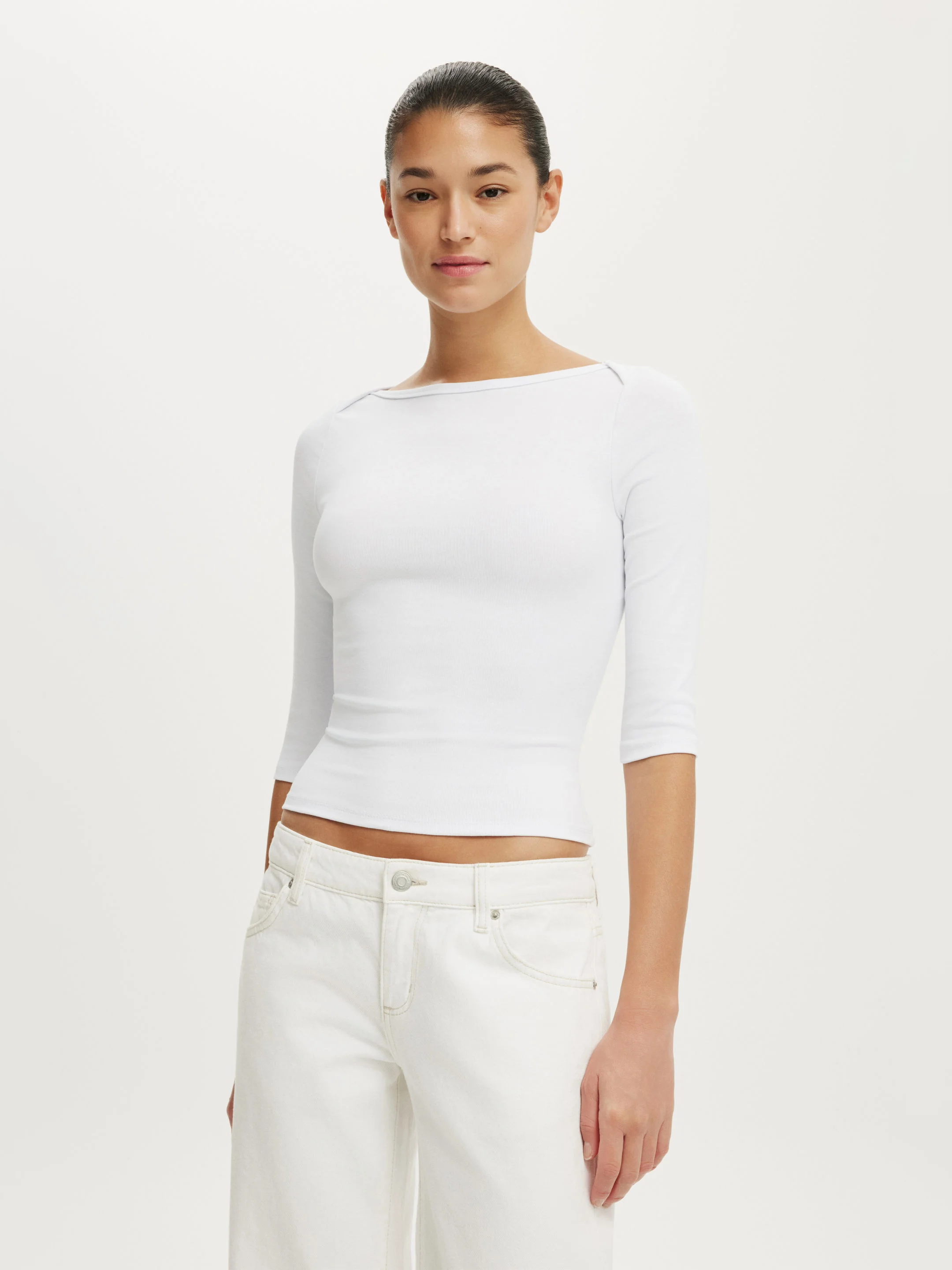 COTTON ON Áo Thun Tay Lửng Nữ - 90’S Boatneck ¾ Sleeve