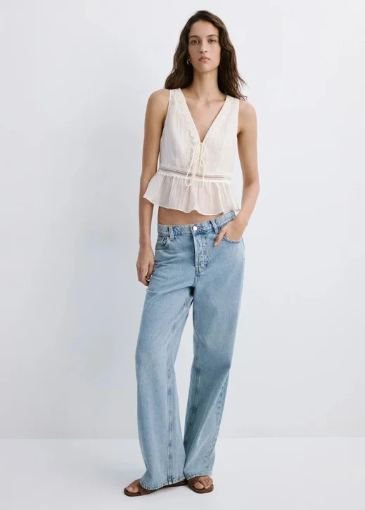 MANGO Áo Kiểu Cộc Tay Nữ Elena