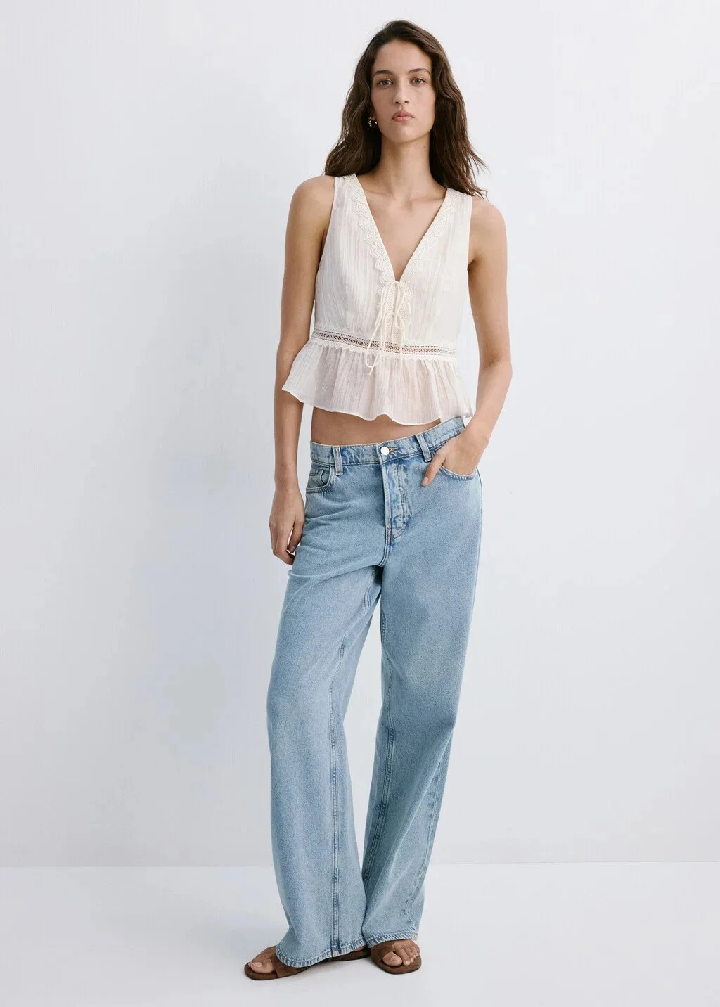 MANGO Áo Kiểu Cộc Tay Nữ Elena