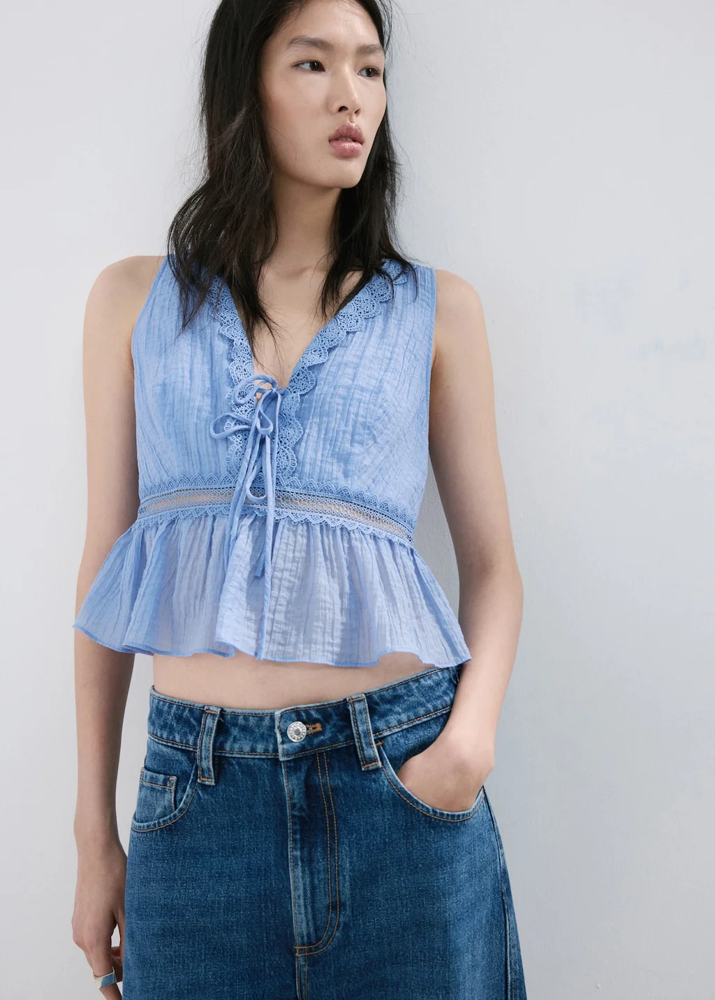 MANGO Áo Kiểu Cộc Tay Nữ Elena
