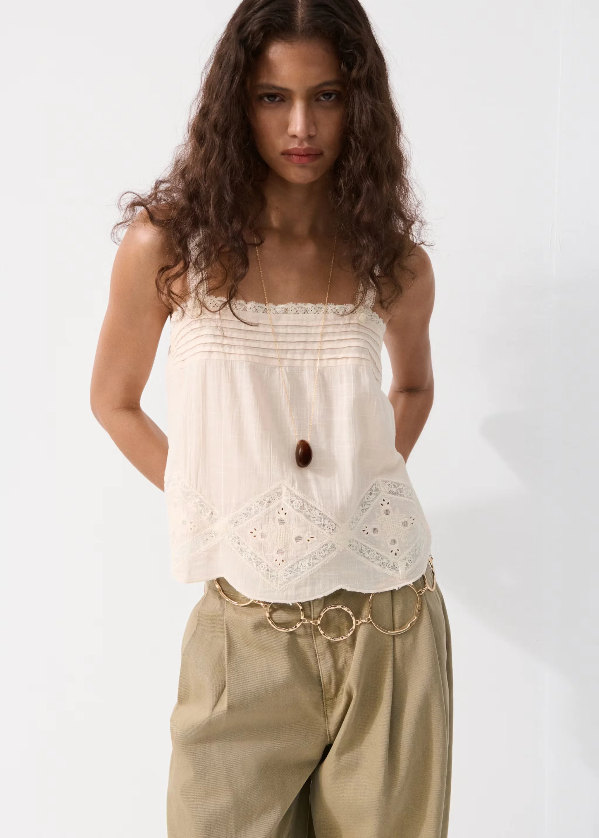 MANGO Áo Kiểu Hai Dây Nữ Mister