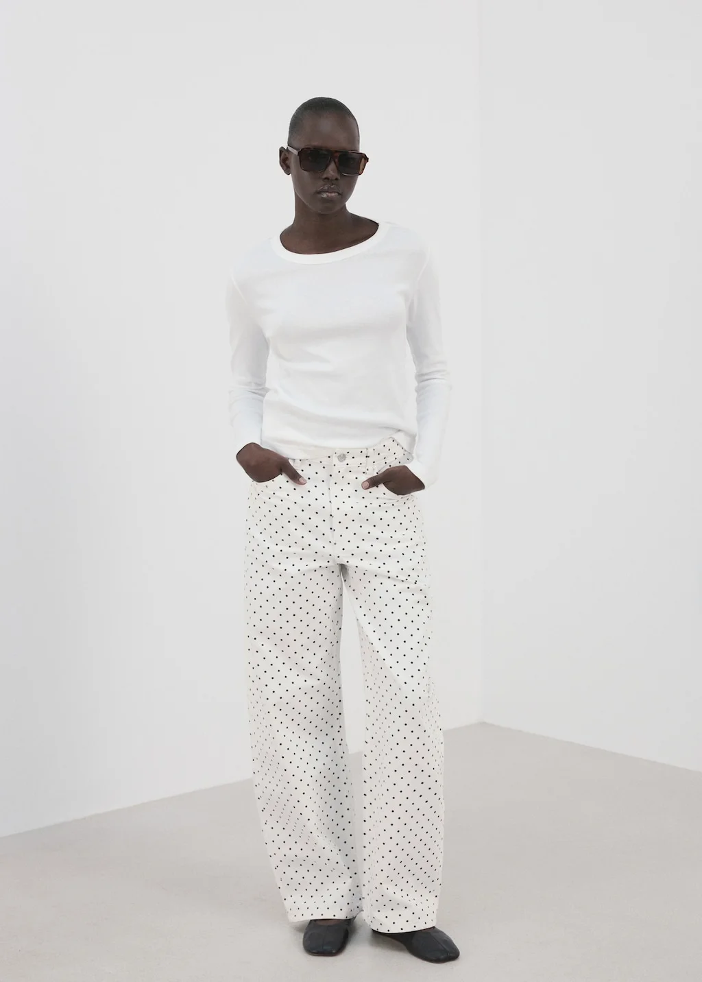 MANGO Quần Jeans Nữ Polka