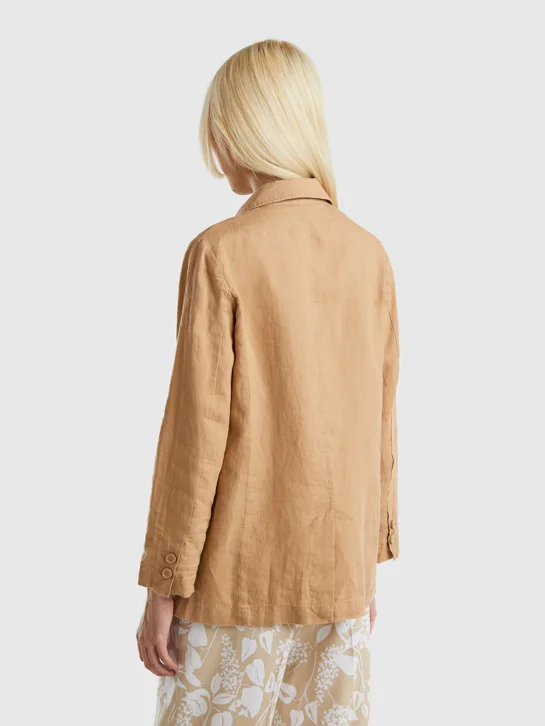 UNITED COLORS OF BENETTON Áo Khoác Nữ Blazer In Pure Linen