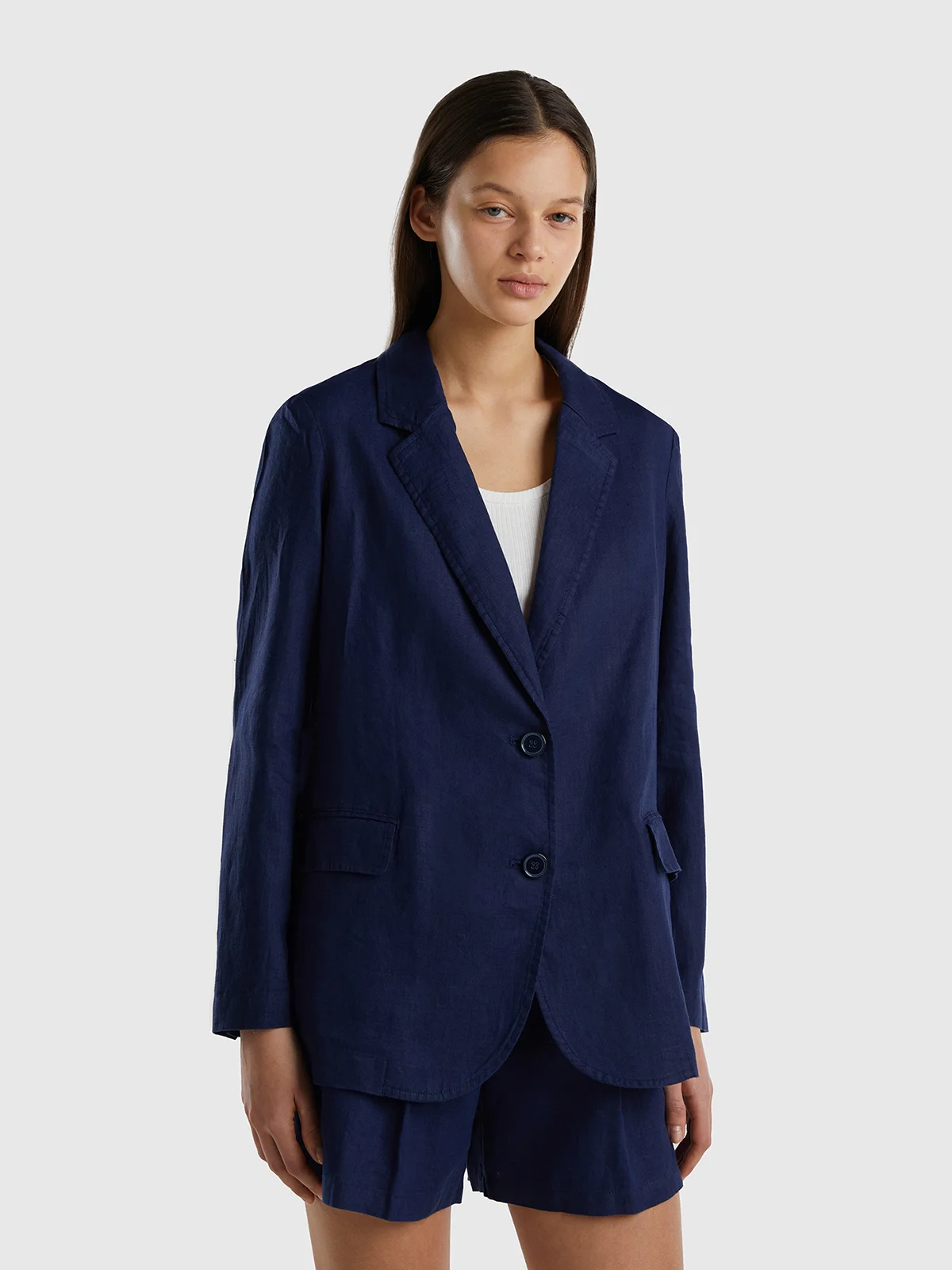 UNITED COLORS OF BENETTON Áo Khoác Nữ Blazer In Pure Linen