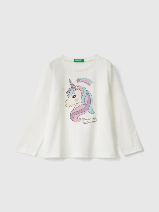 UNITED COLORS OF BENETTON Áo Thun Dài Tay Bé Gái Kid Girl T-Shirt