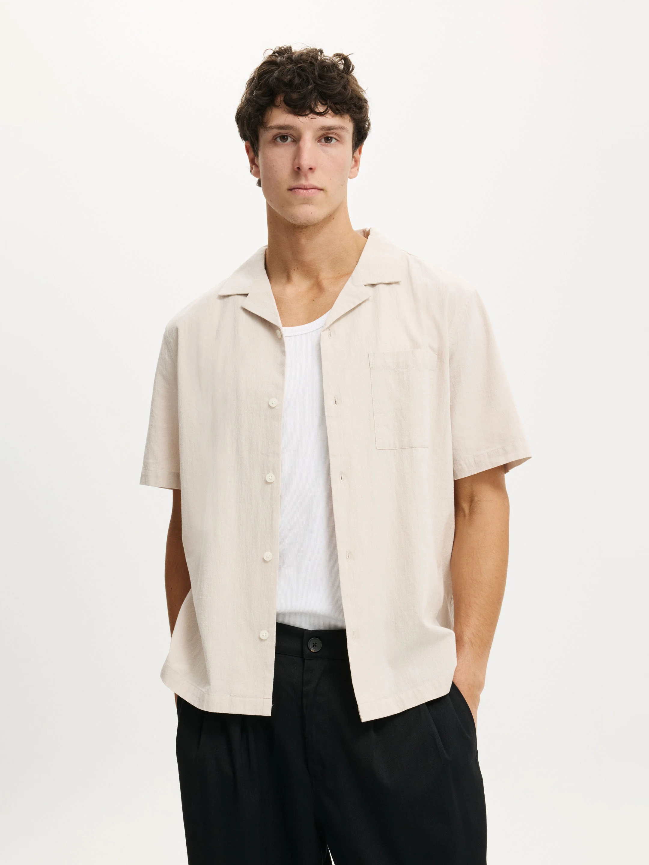 COTTON ON Áo Sơ Mi Ngắn Tay Nam-Riviera Short Sleeve Shirt