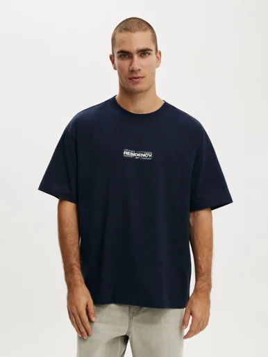 COTTON ON Áo Thun Có Họa Tiết Nam - Box Fit Text T-Shirt