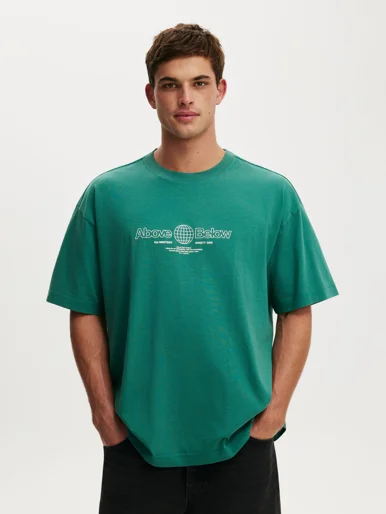 COTTON ON Áo Thun Có Hoạ Tiết Nam-Box Fit Text T-Shirt
