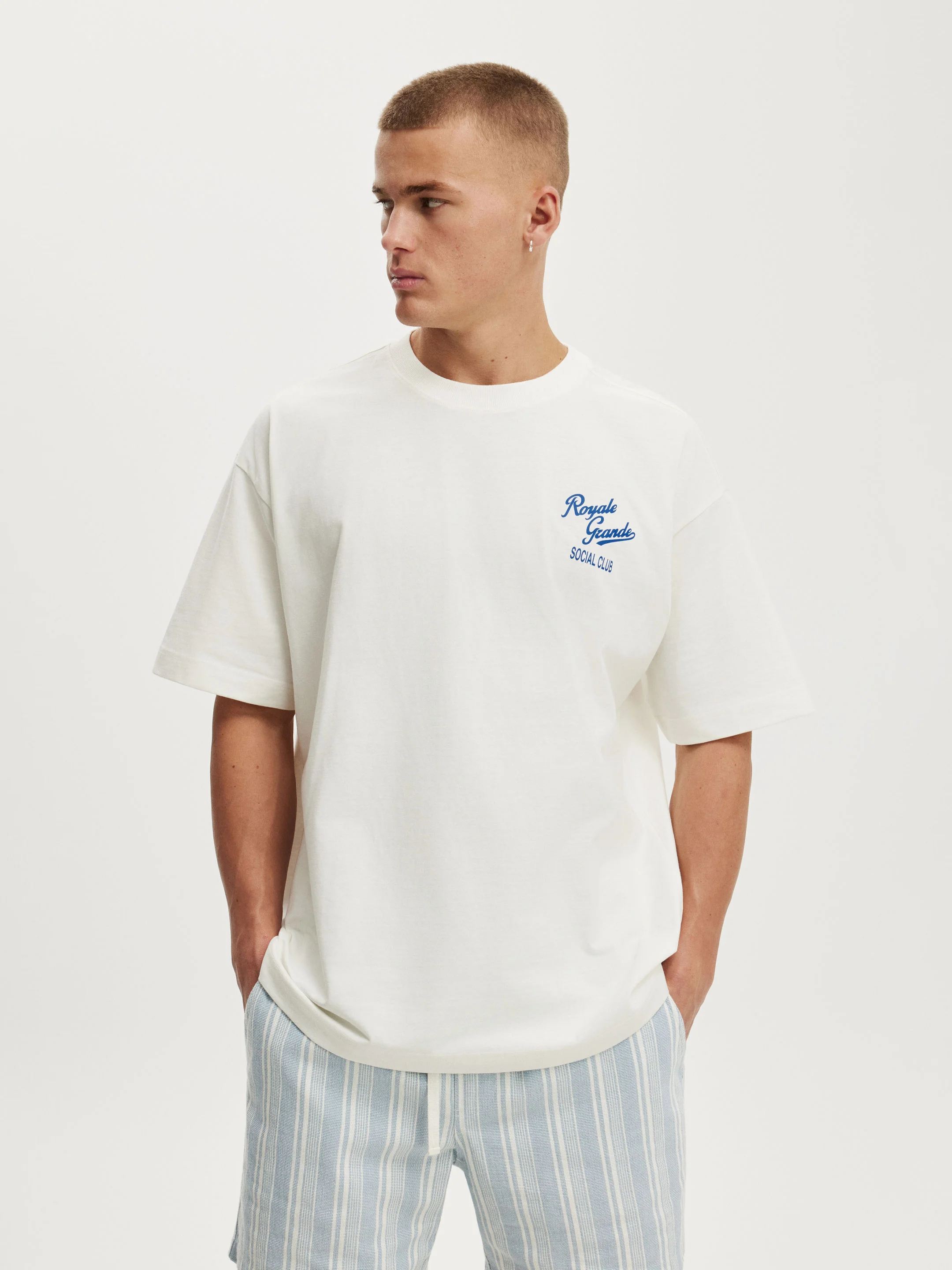 COTTON ON Áo Thun Có Hoạ Tiết Nam-Box Fit Text T-Shirt