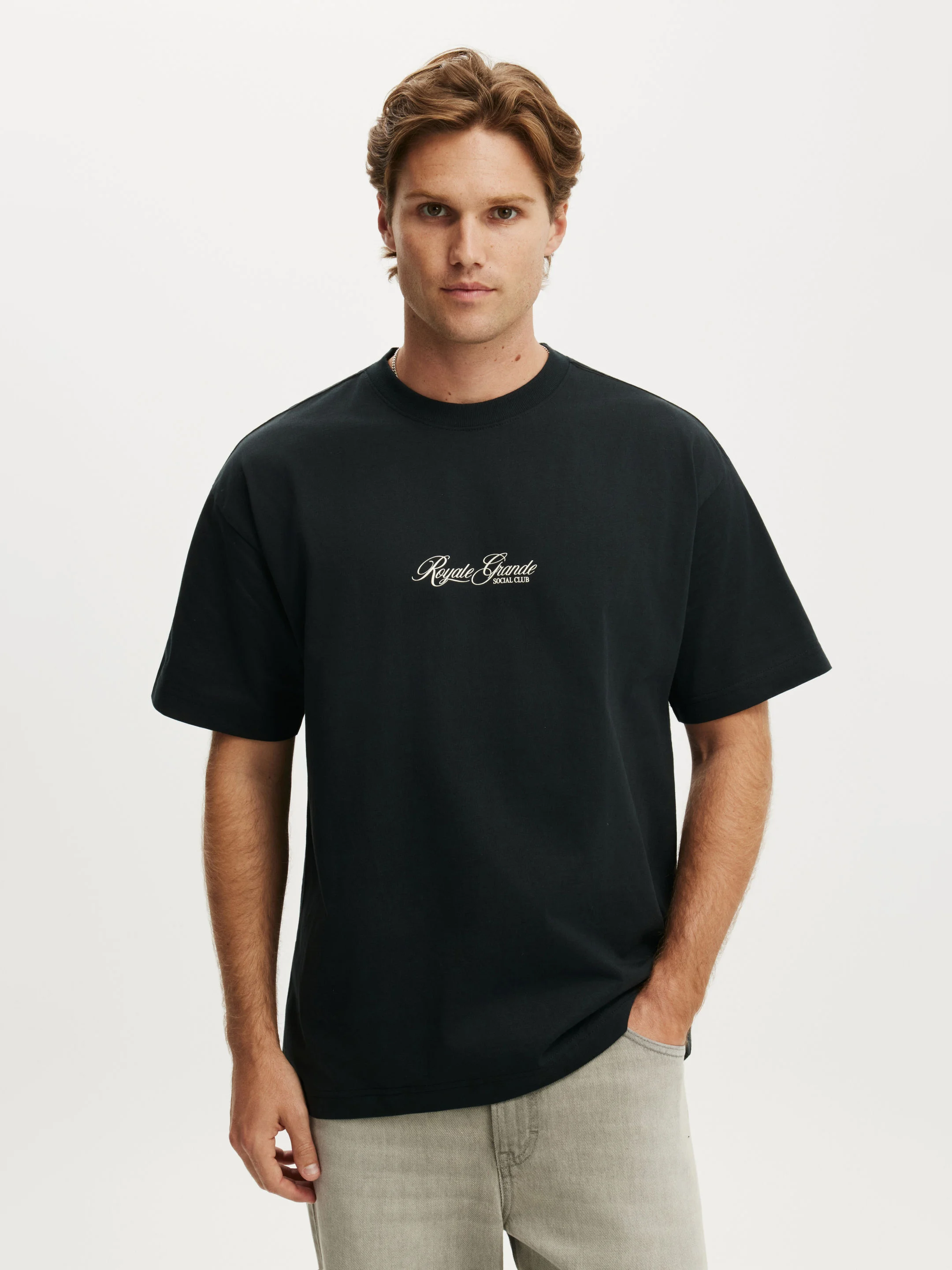 COTTON ON Áo Thun Có Hoạ Tiết Nam - Box Fit Text T-Shirt