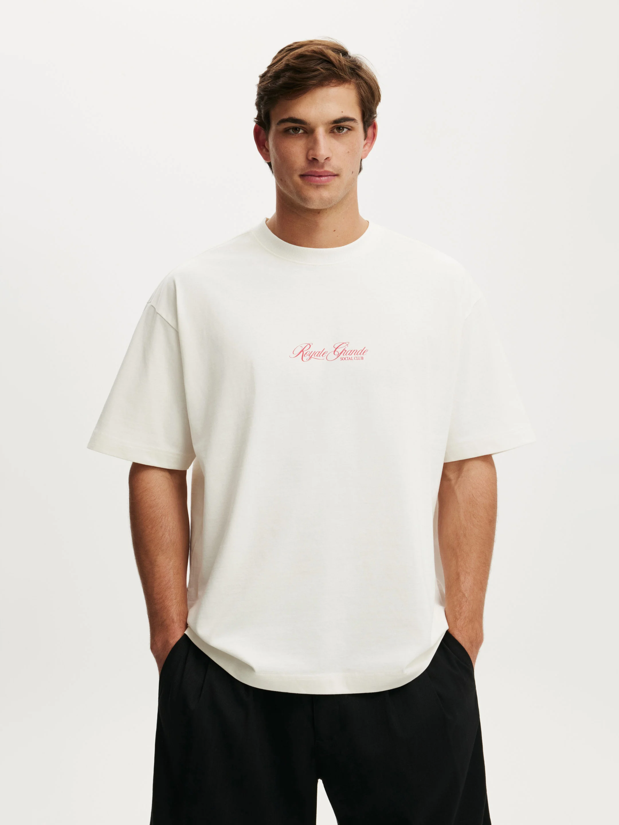 COTTON ON Áo Thun Có Hoạ Tiết Nam - Box Fit Text T-Shirt