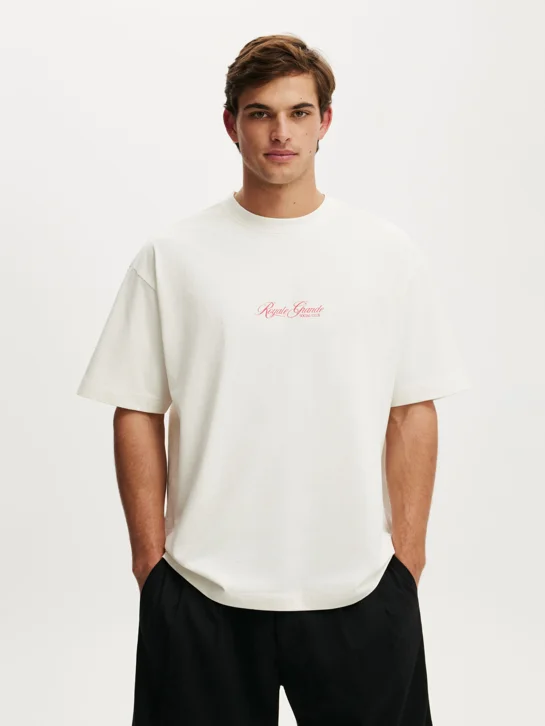 COTTON ON Áo Thun Có Hoạ Tiết Nam - Box Fit Text T-Shirt