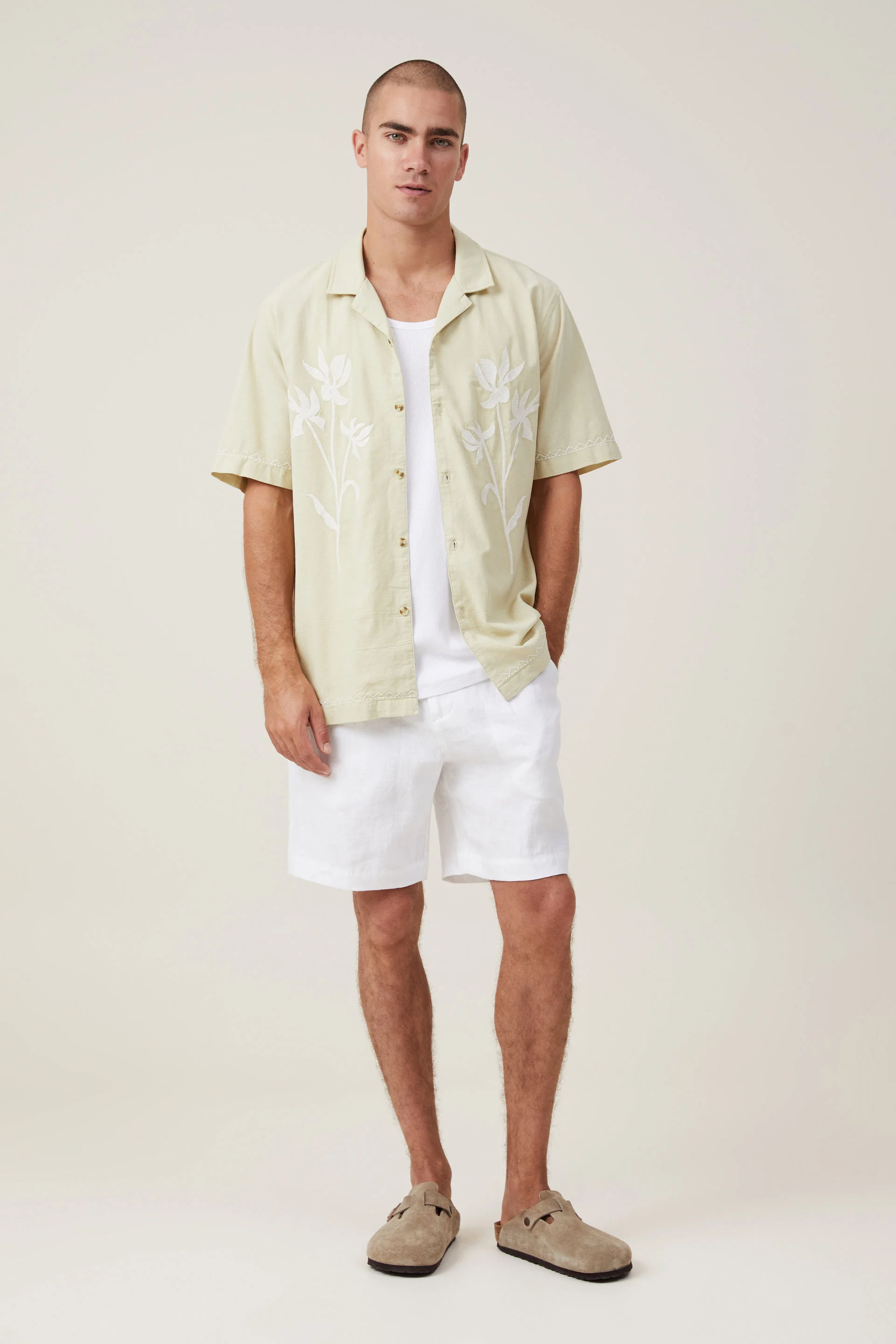 COTTON ON Áo Sơ Mi Ngắn Tay Nam-Cabana Short Sleeve Shirt