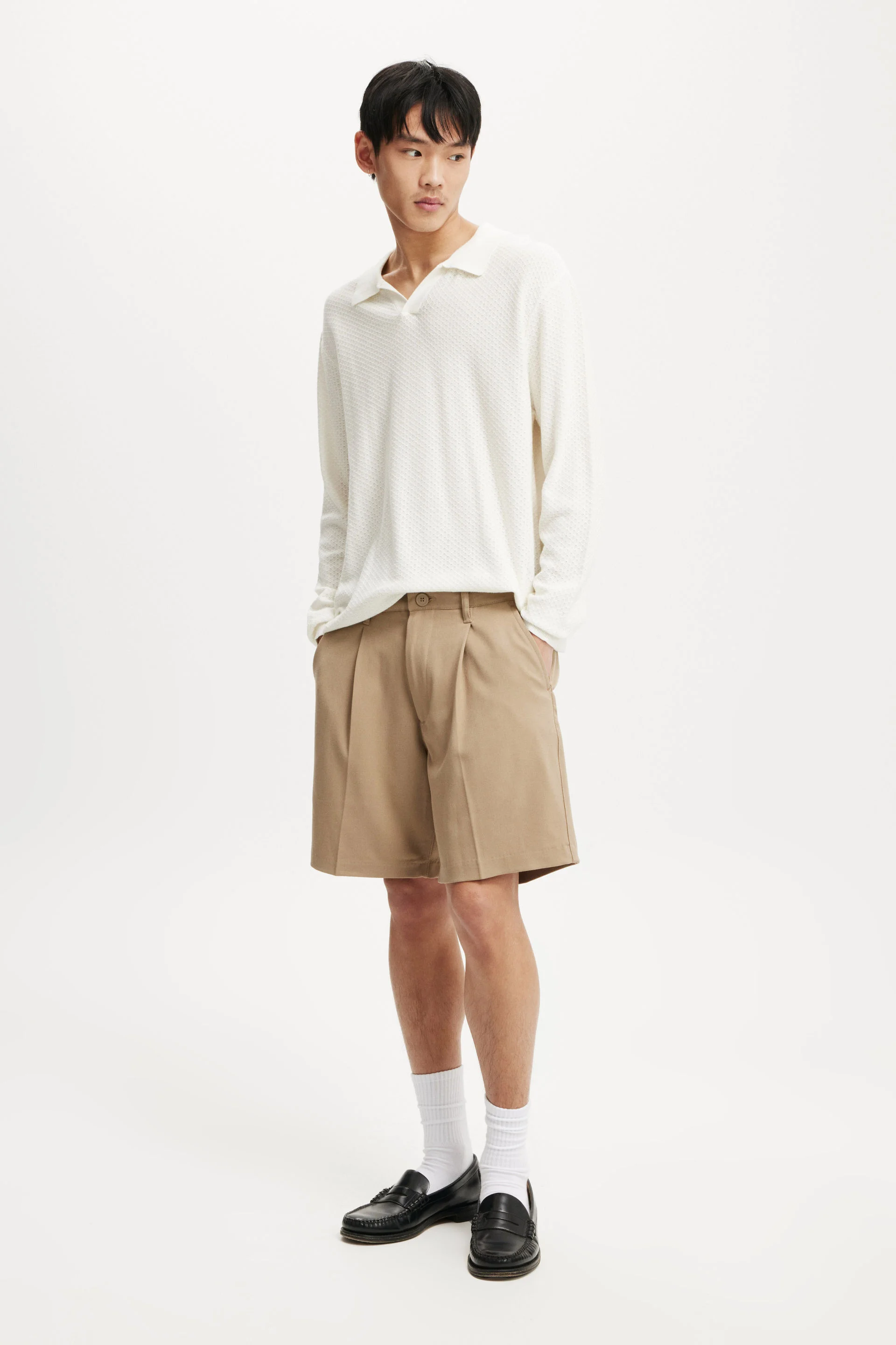 COTTON ON Quần Vải Ngắn Nam-Pleated Short
