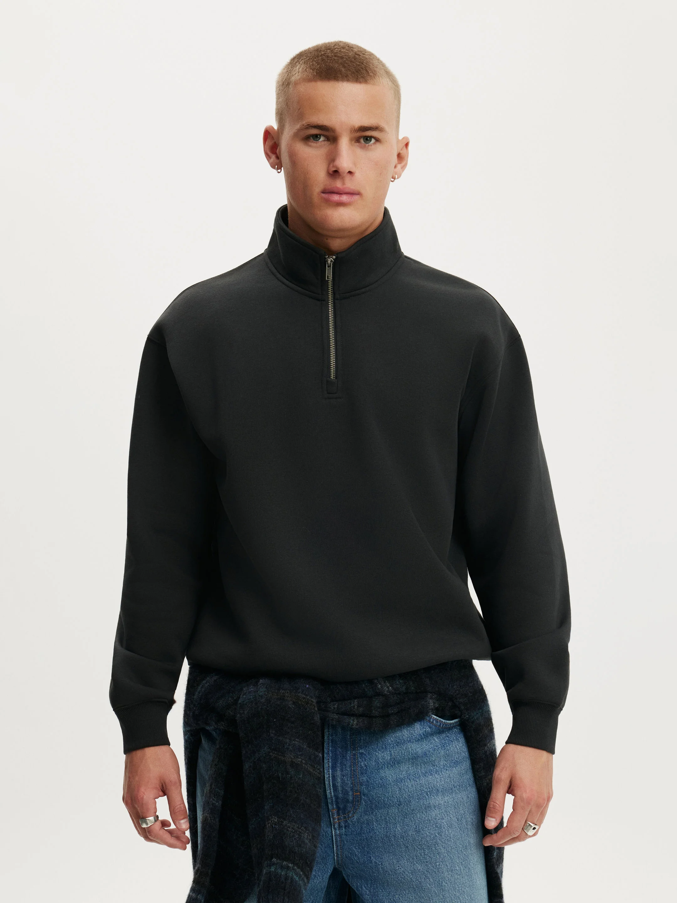 COTTON ON Áo Khoác Dài Tay Nam - 1/4 Zip Fleece