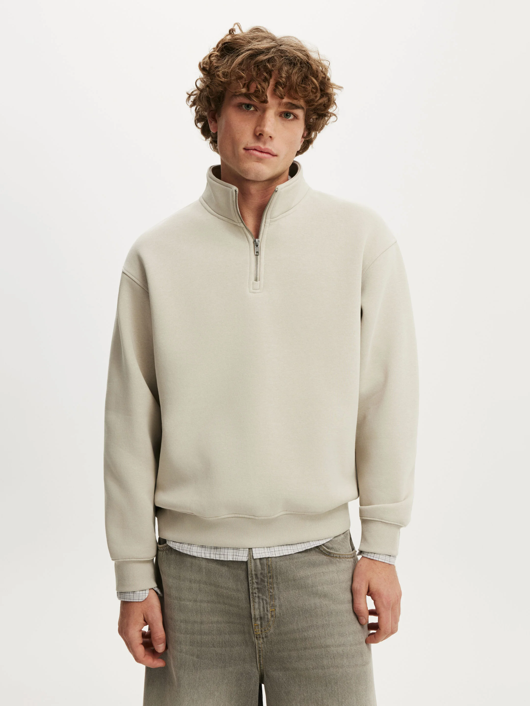 4 ZIP FLEECE/STONE