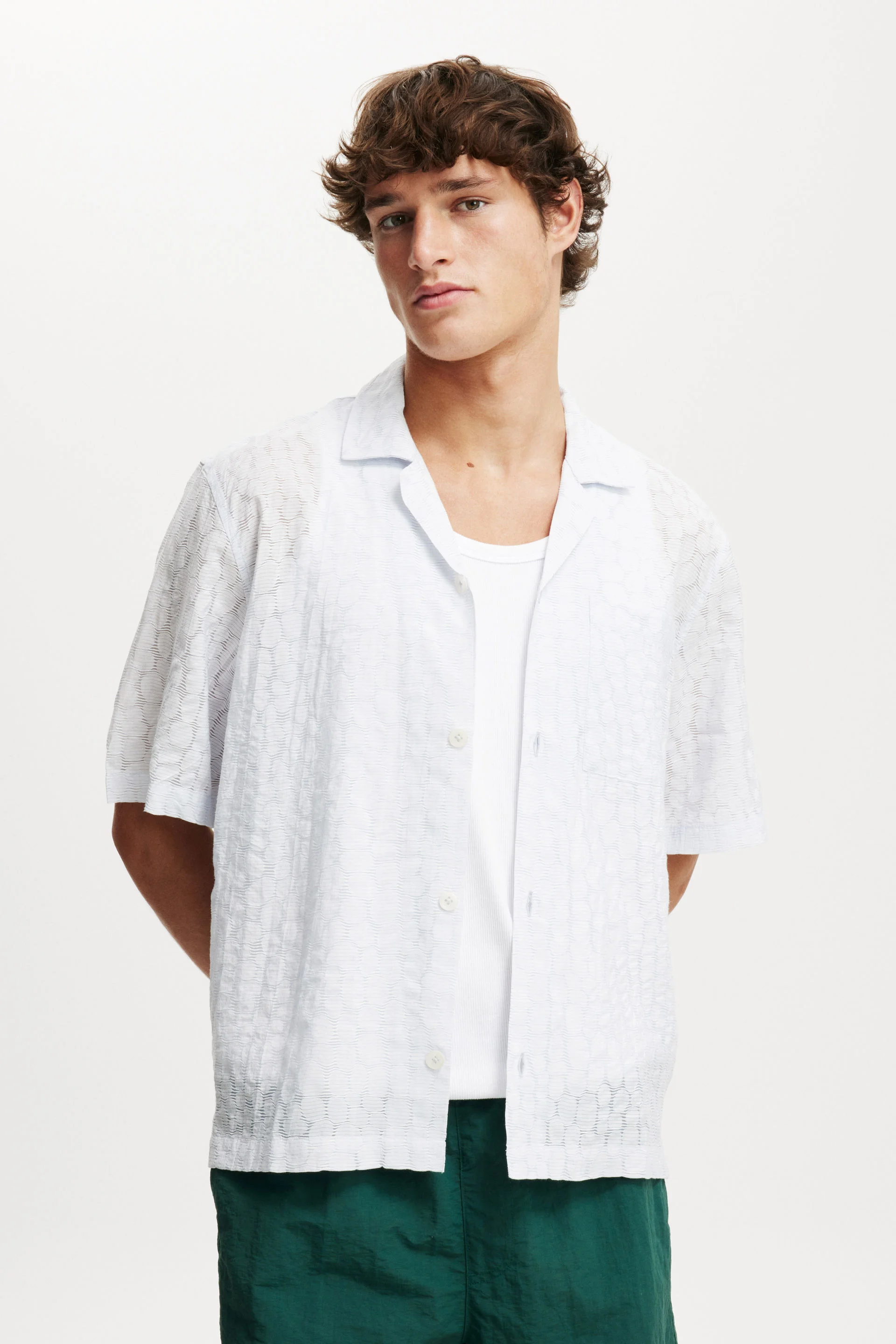 COTTON ON Áo Sơ Mi Ngắn Tay Nam-Box Fit Short Sleeve Shirt