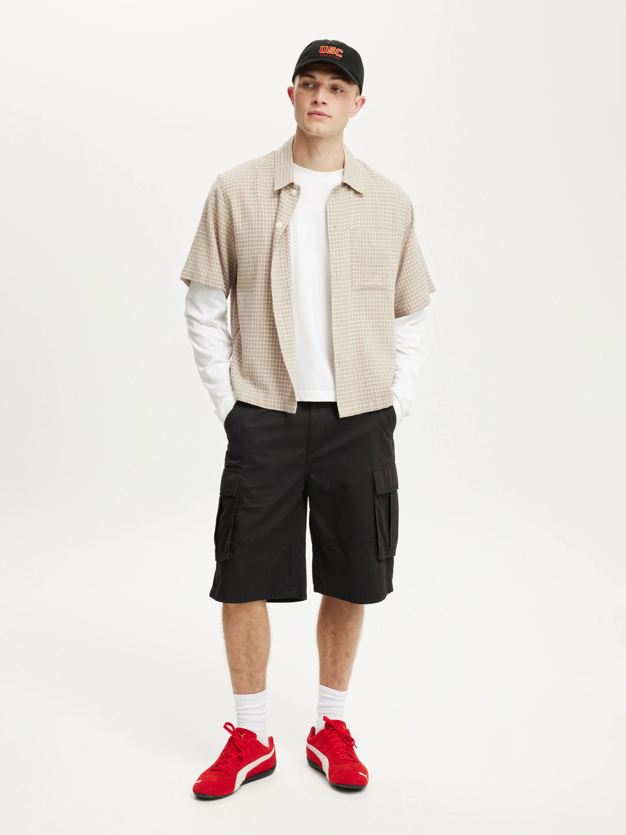 COTTON ON Quần Khaki Ngắn Nam-Baggy Cargo Short