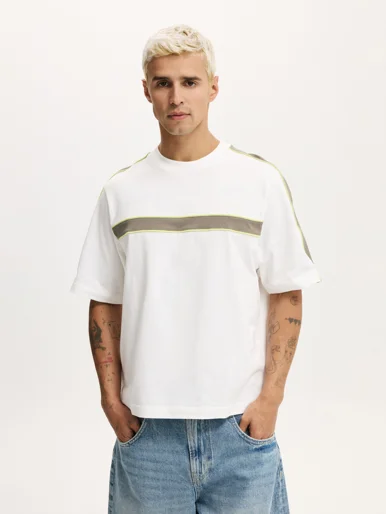 COTTON ON Áo Thun Tay Ngắn Nam-Cropped Fit Panel T-Shirt