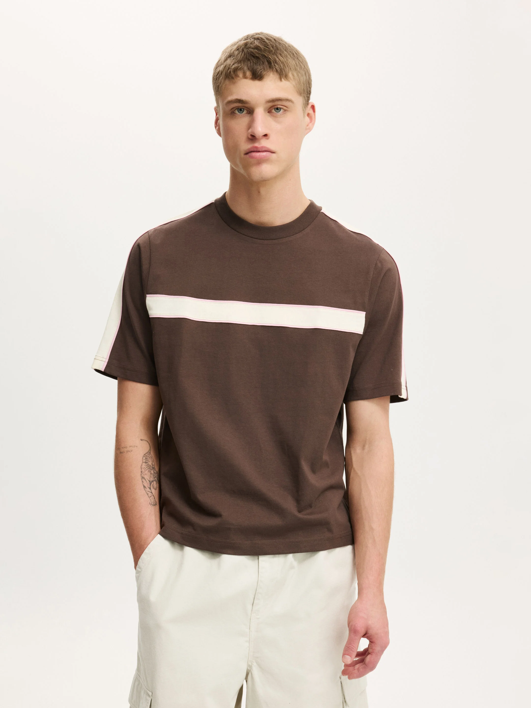 COTTON ON Áo Thun Tay Ngắn Nam-Cropped Fit Panel T-Shirt