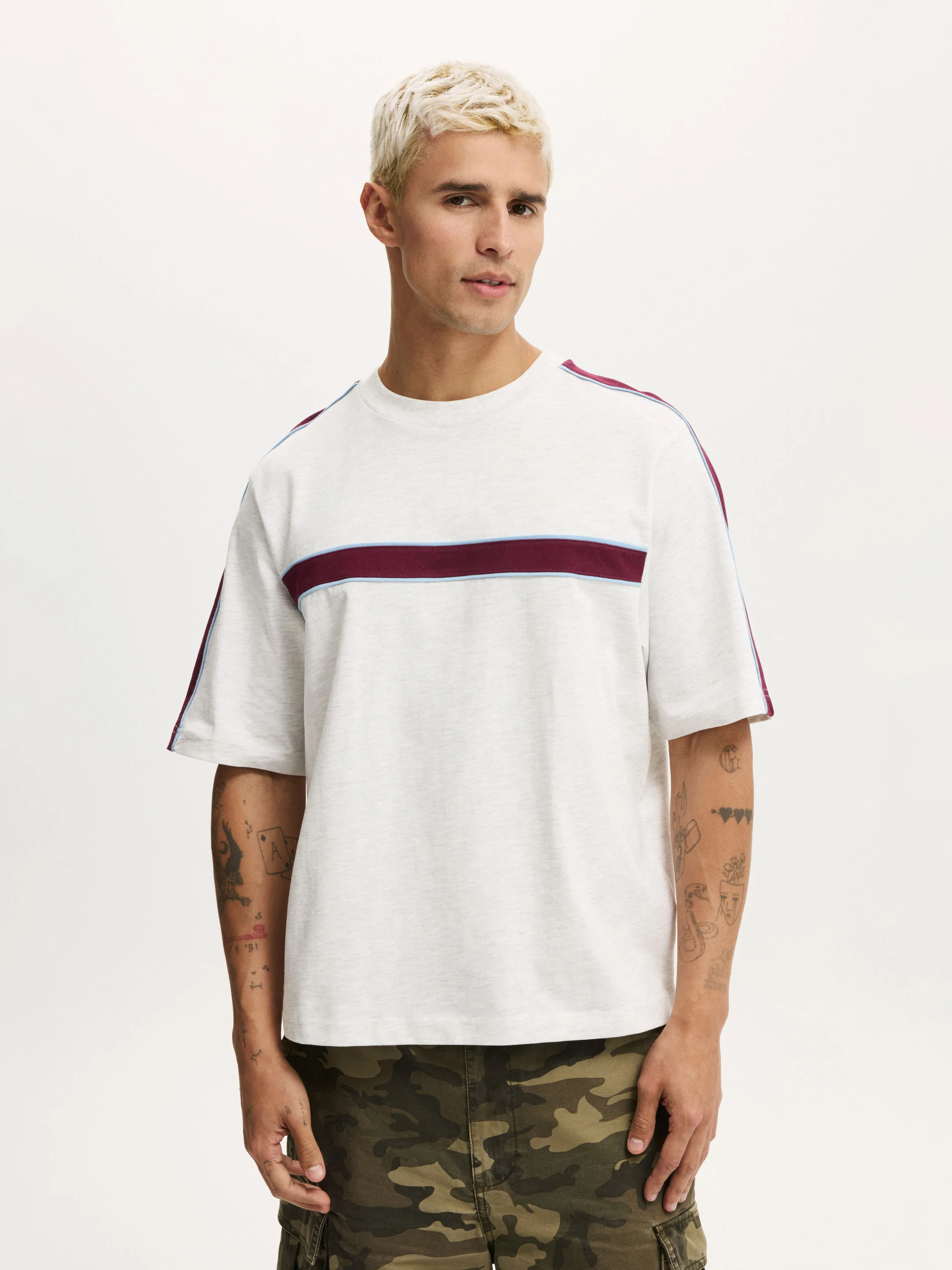 COTTON ON Áo Thun Tay Ngắn Nam-Cropped Fit Panel T-Shirt