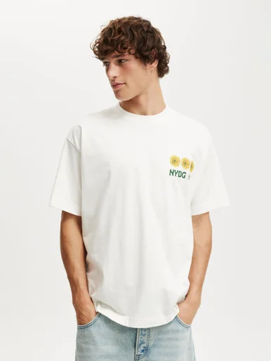 COTTON ON Áo Thun Có Họa Tiết Nam-Box Fit New York License T-Shirt