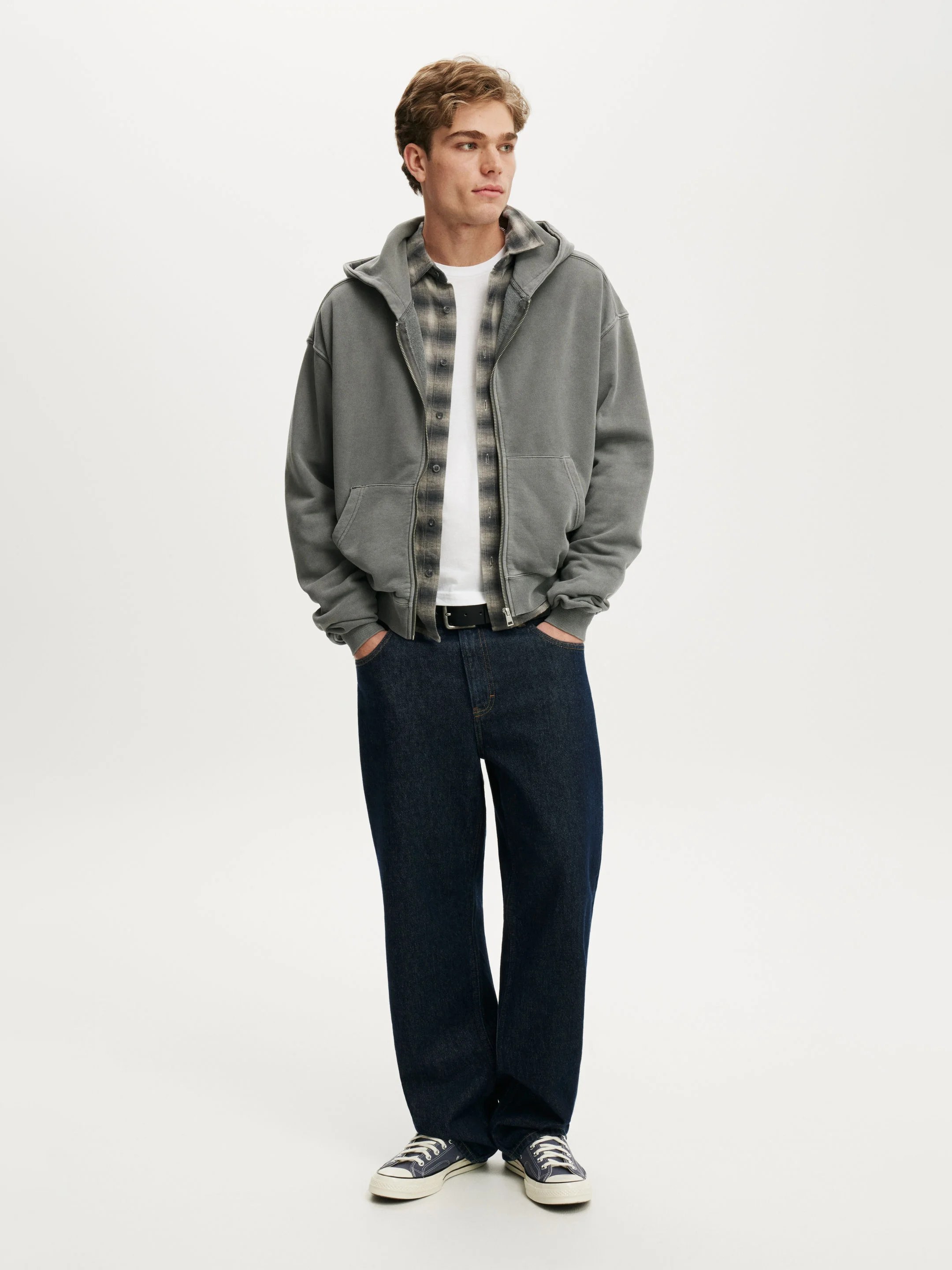 COTTON ON Áo Khoác Dài Tay Nam - Cropped Zip Up Hoodie