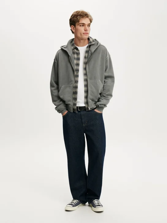COTTON ON Áo Khoác Dài Tay Nam - Cropped Zip Up Hoodie