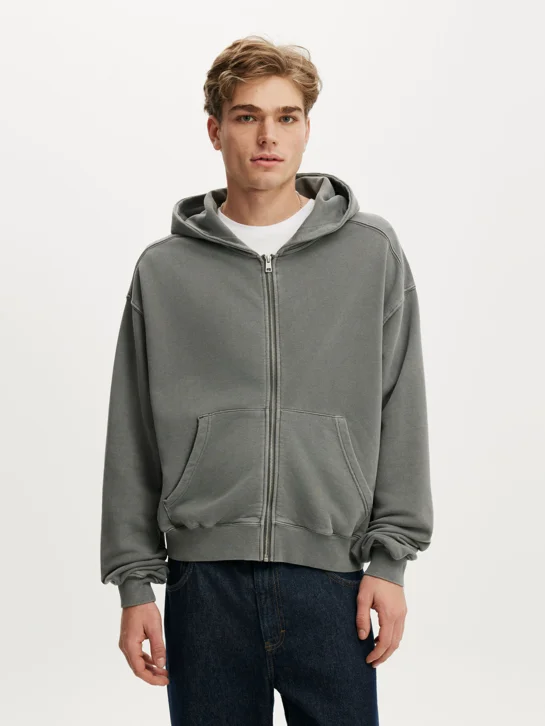 COTTON ON Áo Khoác Dài Tay Nam - Cropped Zip Up Hoodie