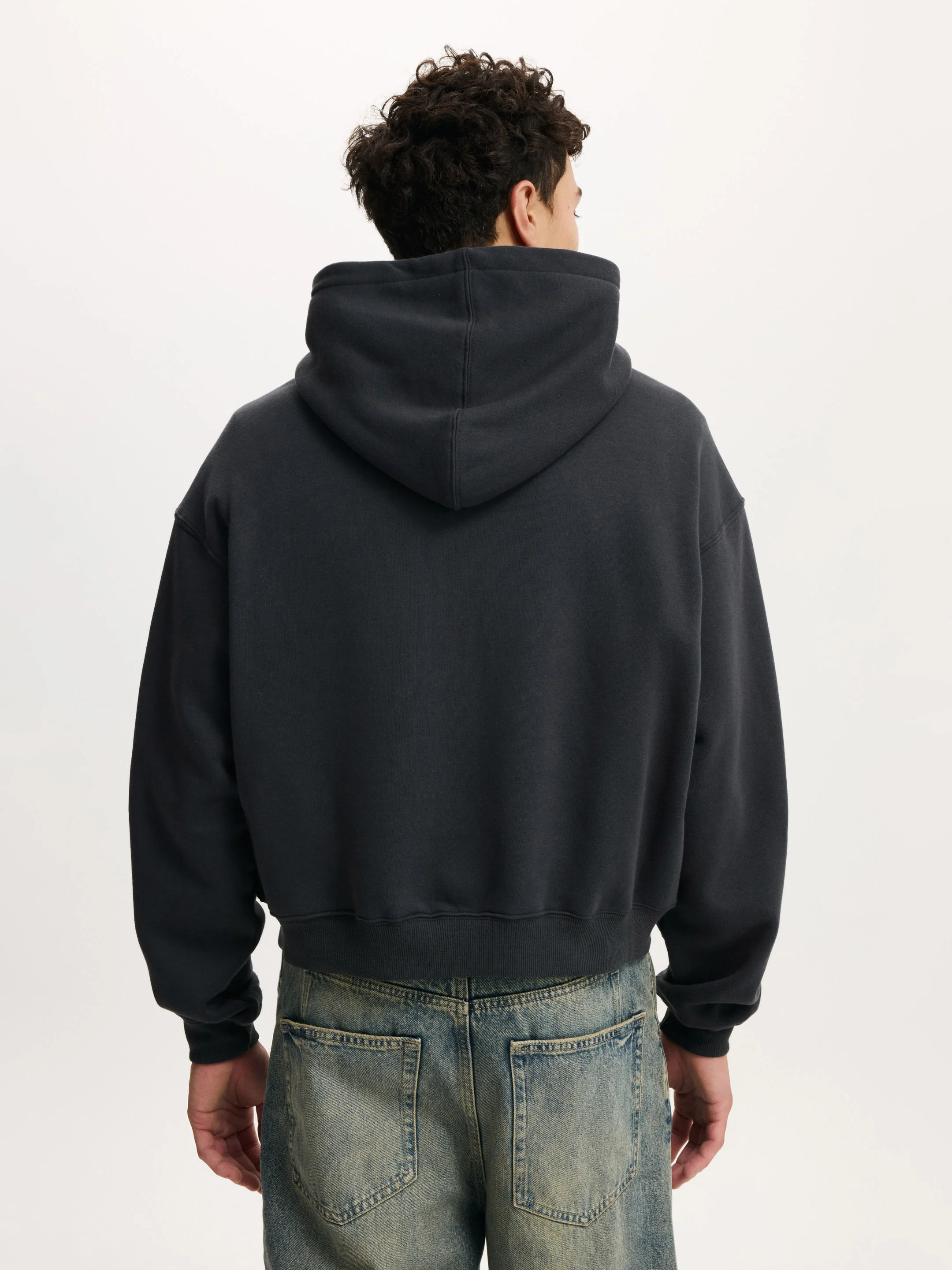 COTTON ON Áo Khoác Dài Tay Nam-Cropped Zip Up Hoodie