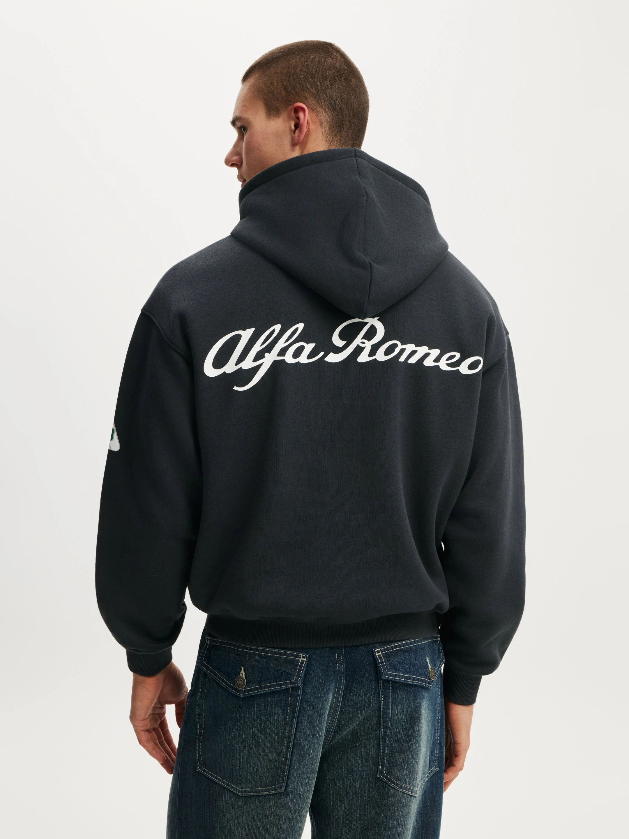 COTTON ON Áo Chui Đầu Dài Tay Nam-Box Fit Alfa Romeo Hoodie