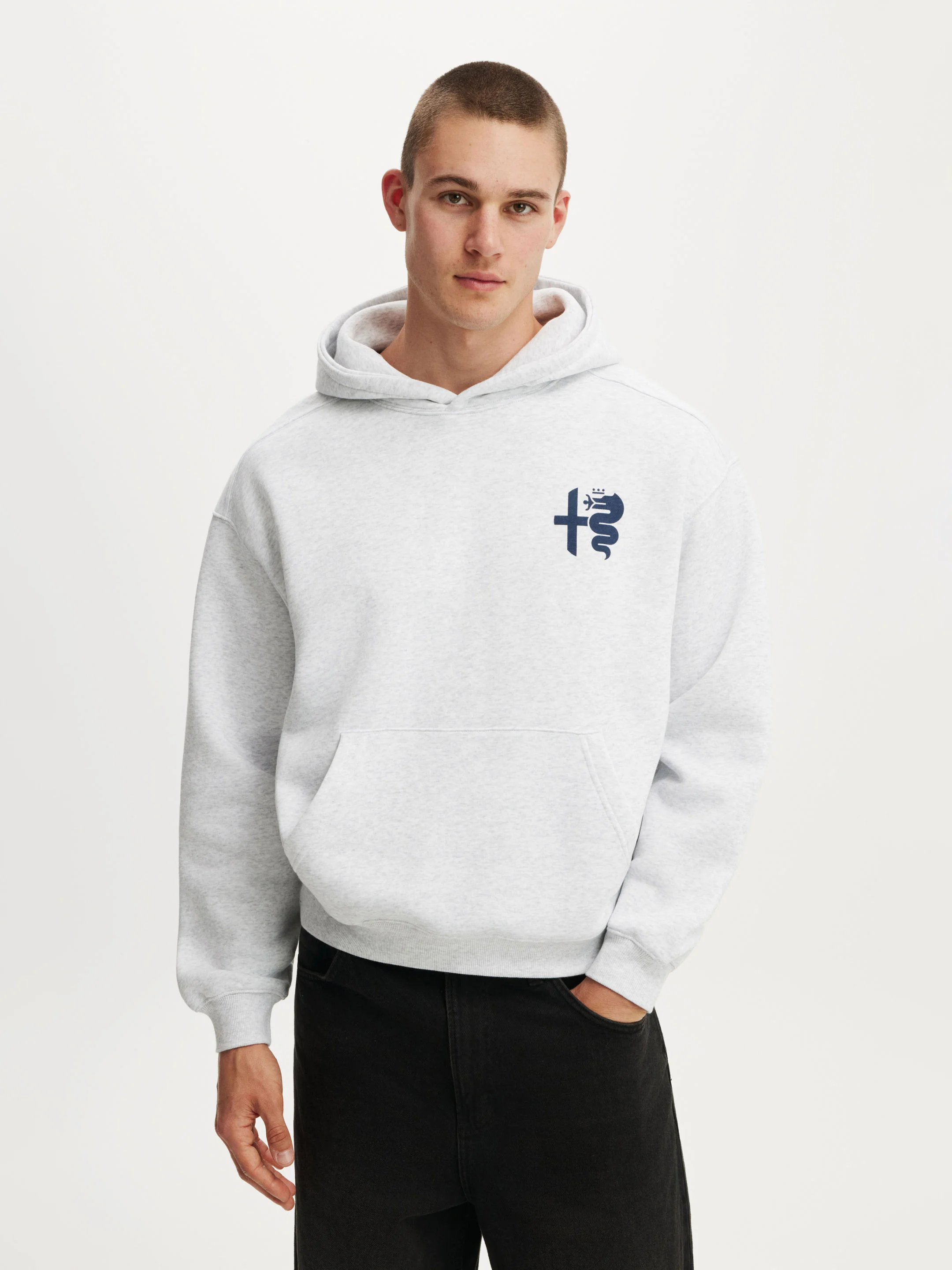 COTTON ON Áo Chui Đầu Dài Tay Nam-Box Fit Alfa Romeo Hoodie