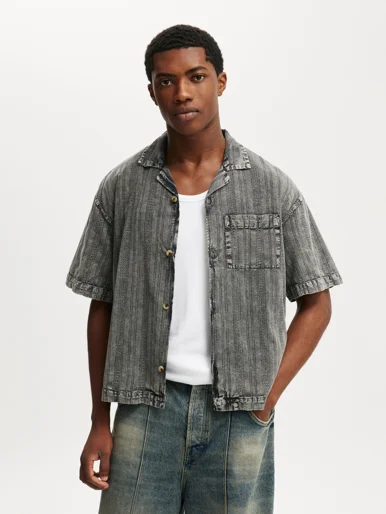 COTTON ON Áo Sơ Mi Ngắn Tay Nam-Washed Box Fit Short Sleeve Shirt