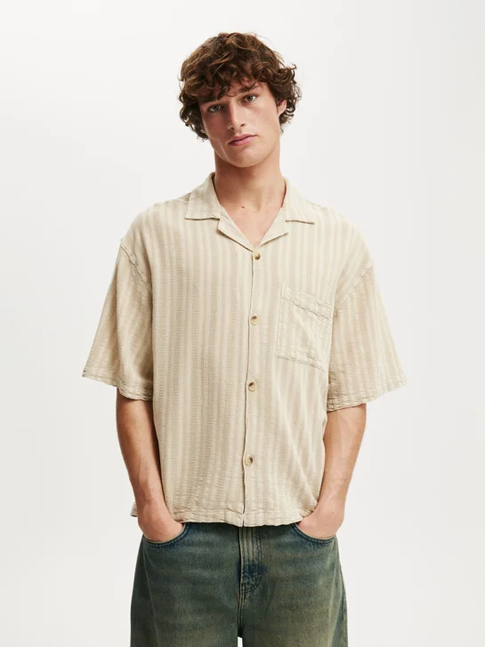 COTTON ON Áo Sơ Mi Ngắn Tay Nam-Washed Box Fit Short Sleeve Shirt