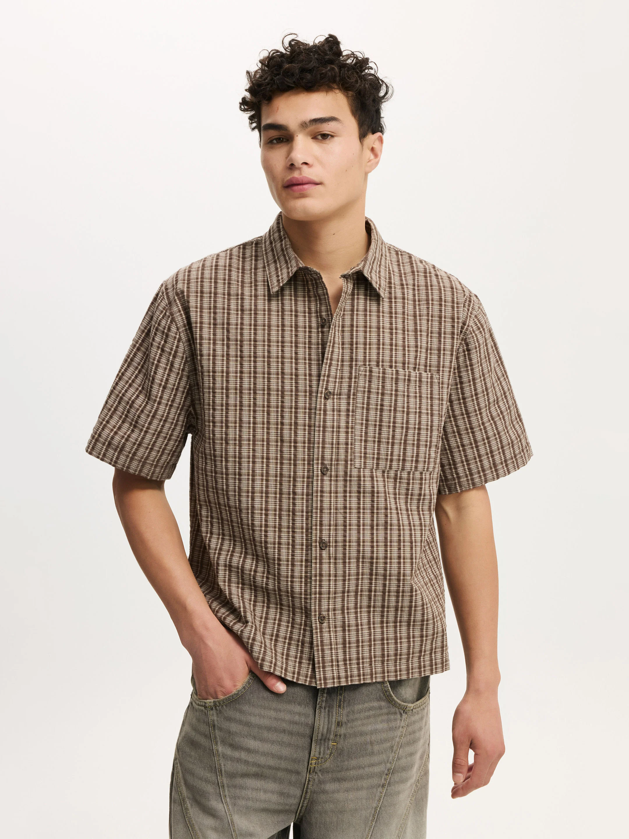 COTTON ON Áo Sơ Mi Ngắn Tay Nam-Darcy Short Sleeve Shirt