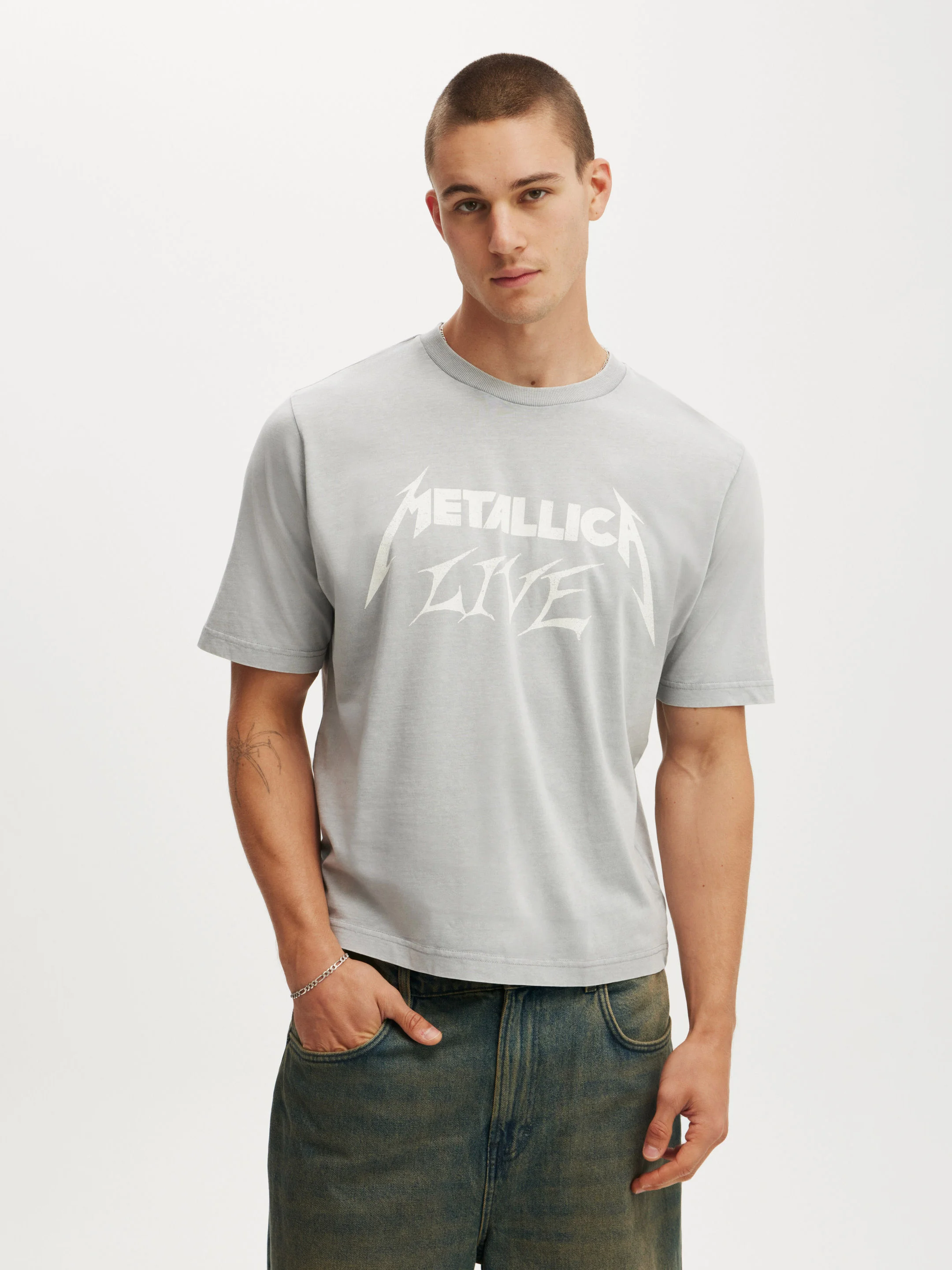 COTTON ON Áo Thun Có Họa Tiết Nam-Cropped Fit Music T-Shirt