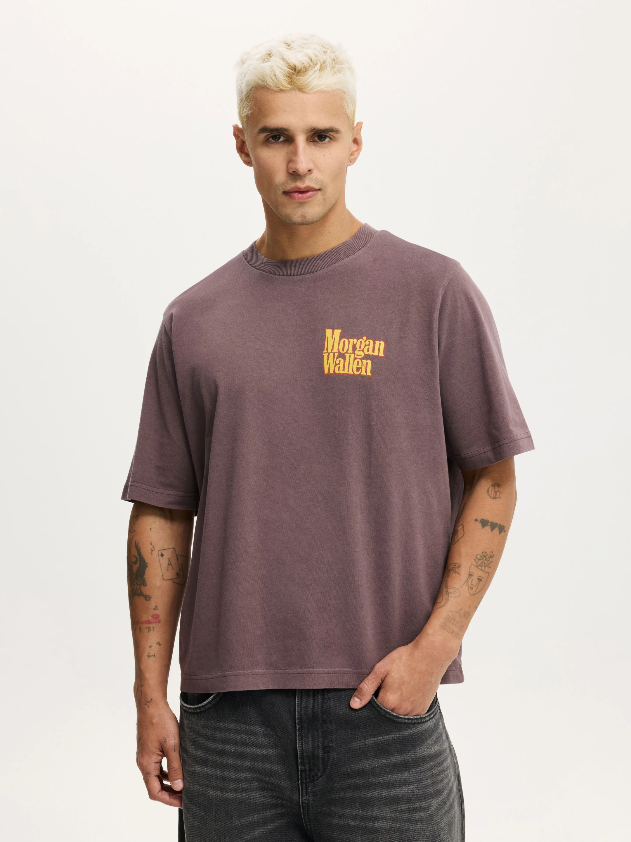 COTTON ON Áo Thun Có Họa Tiết Nam - Cropped Fit Music T-Shirt