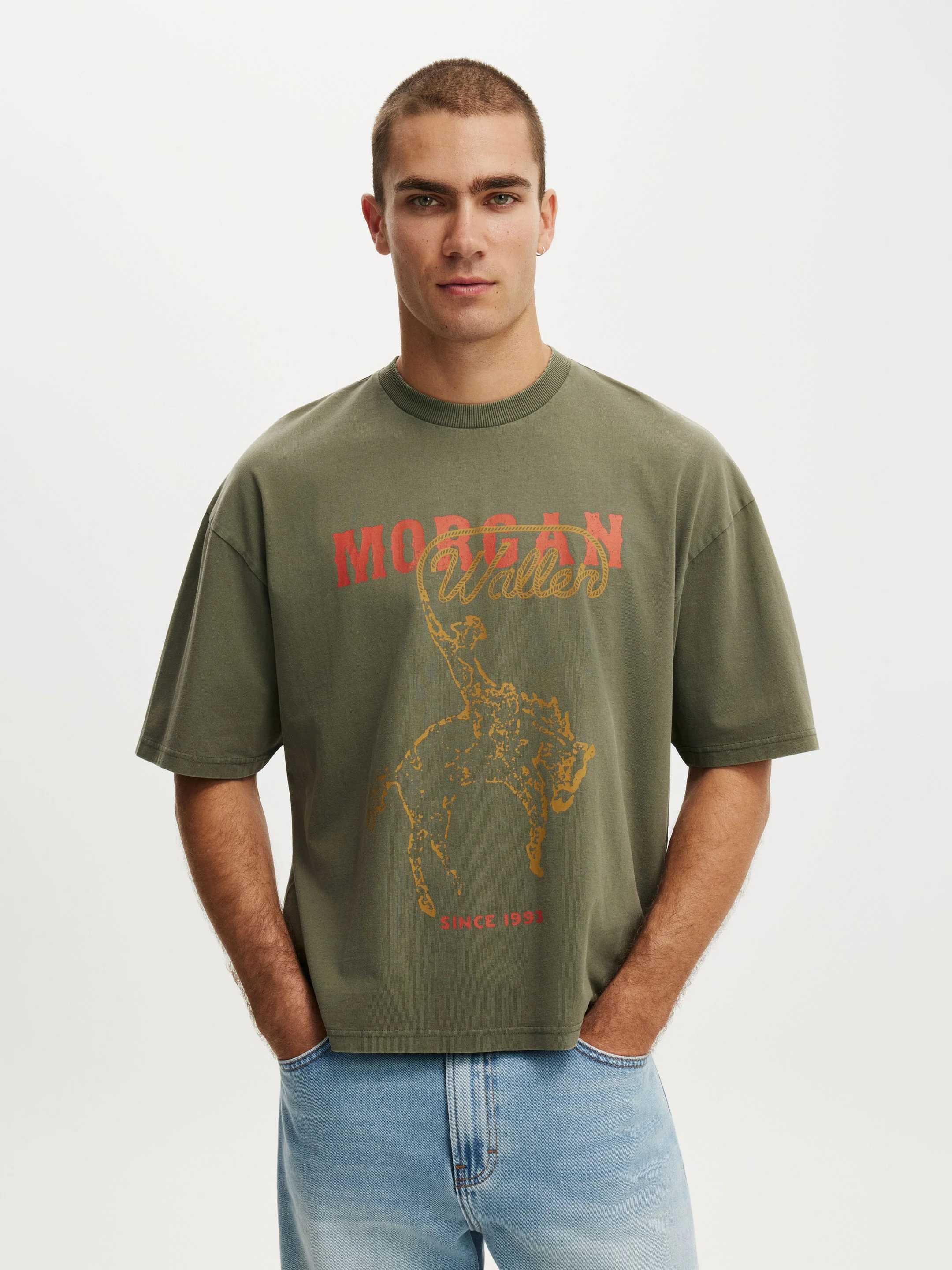 COTTON ON Áo Thun Có Họa Tiết Nam-Cropped Fit Music T-Shirt