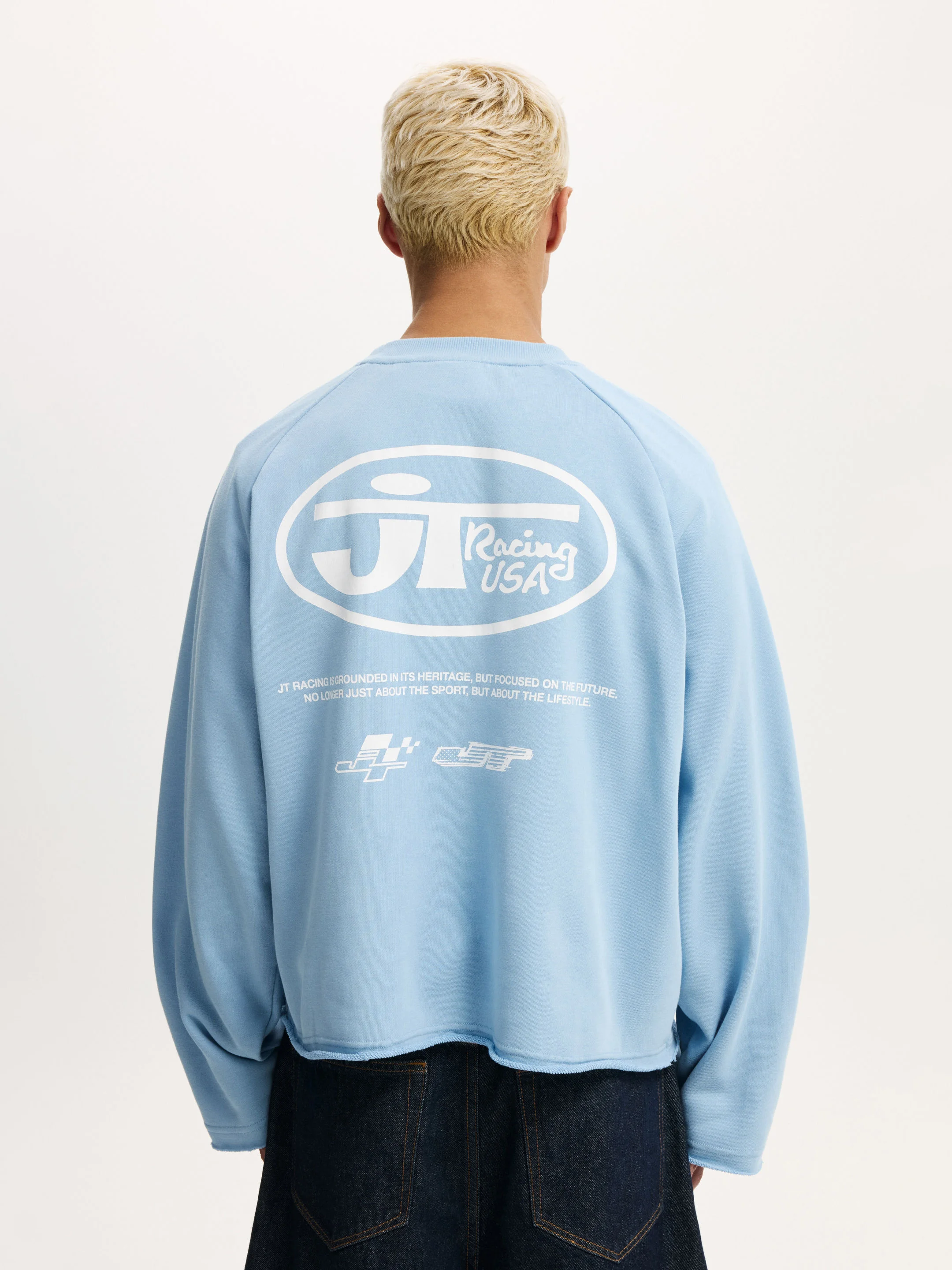 COTTON ON Áo Thun Dài Tay Nam-Cropped Honda Jt Racing Crew Fleece