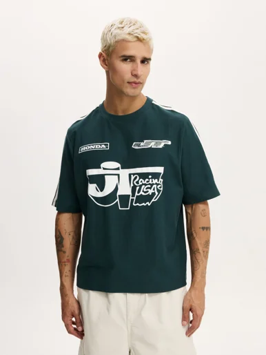 COTTON ON Áo Thun Tay Ngắn Nam - Cropped Fit Honda X Jt Racing