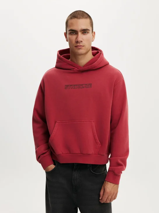 COTTON ON Áo Chui Đầu Có Nón Nam - Cropped Fit Graphic Hoodie
