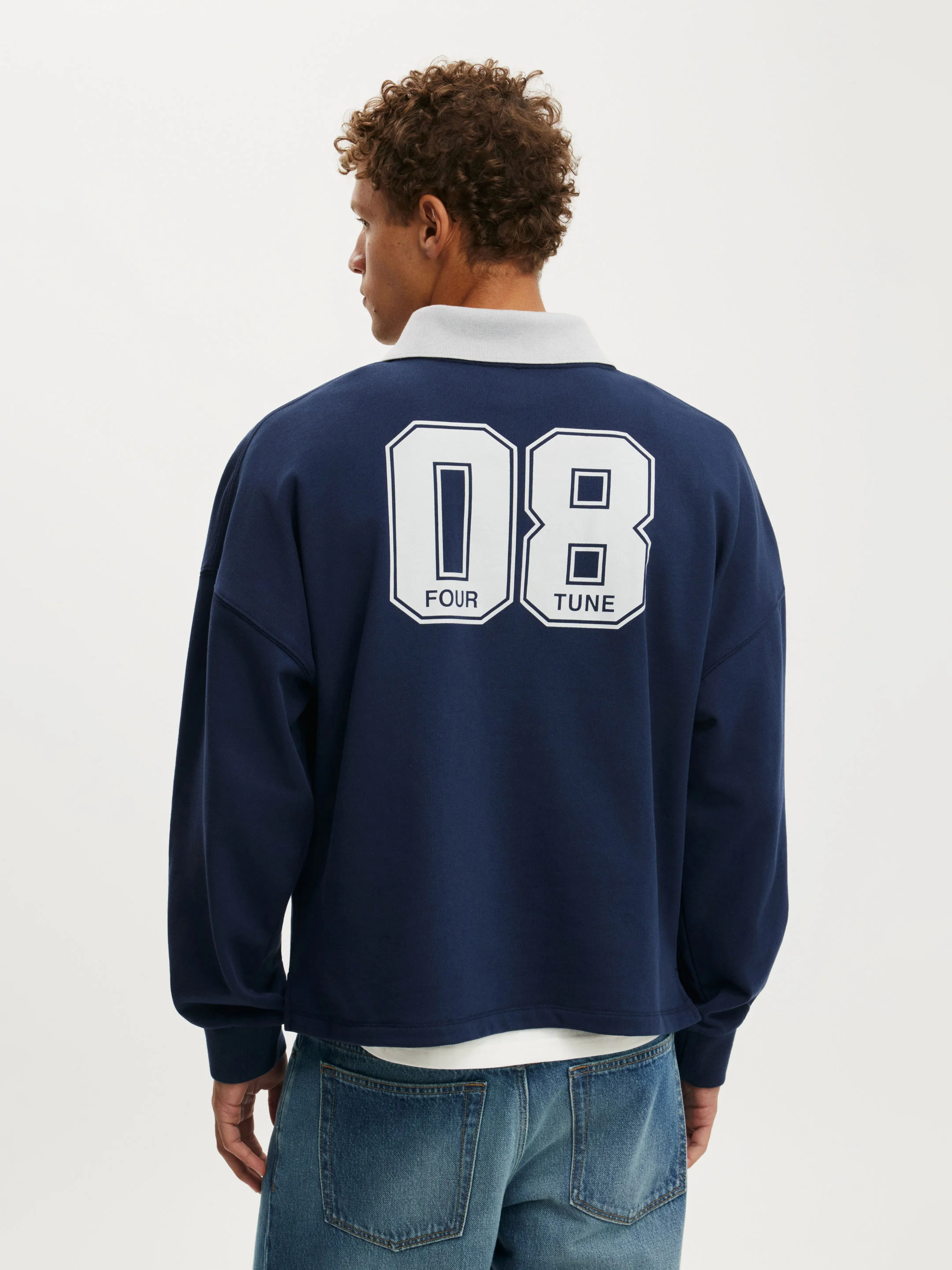 COTTON ON Áo Polo Dài Tay Nam - Cropped Fit Gra Fleece Polo
