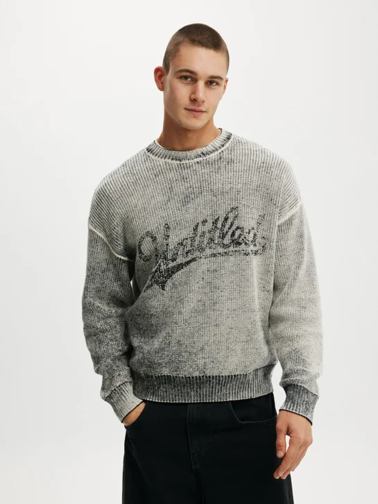 COTTON ON Áo Len Dài Tay Nam - Y2K Box Fit Crew Knit
