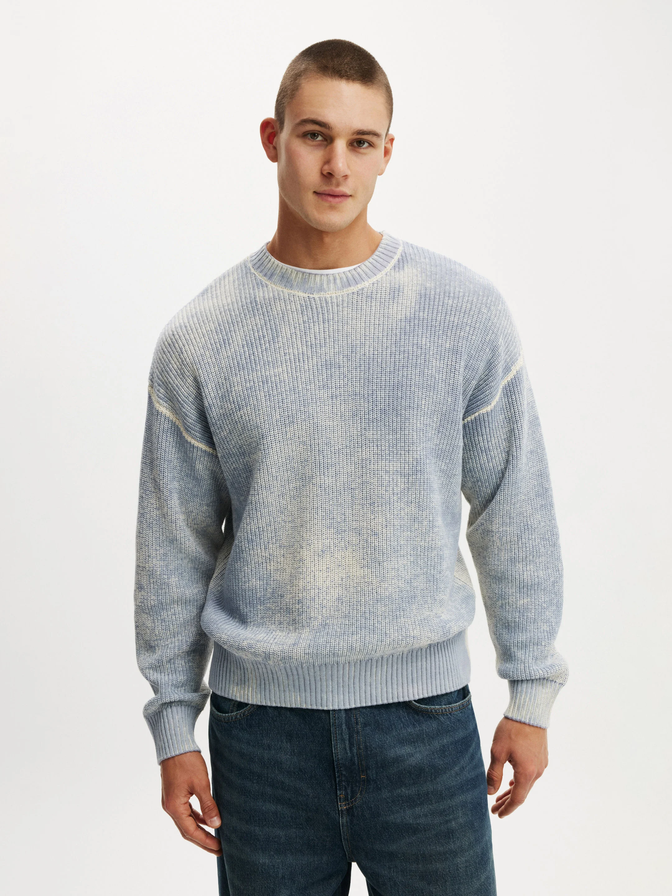 COTTON ON Áo Len Dài Tay Nam - Y2K Box Fit Crew Knit