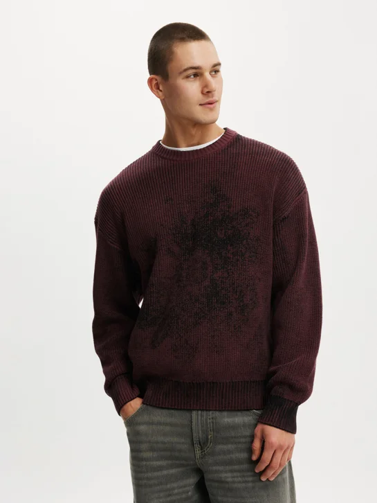 COTTON ON Áo Len Dài Tay Nam - Y2K Box Fit Crew Knit