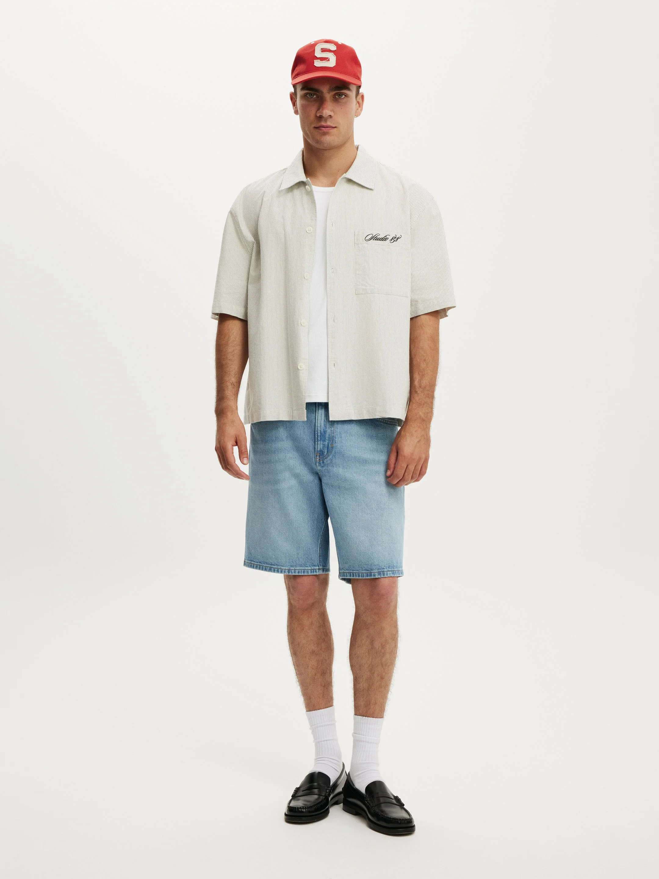 COTTON ON Quần Jeans Ngắn Nam-Loose Straight Denim Short