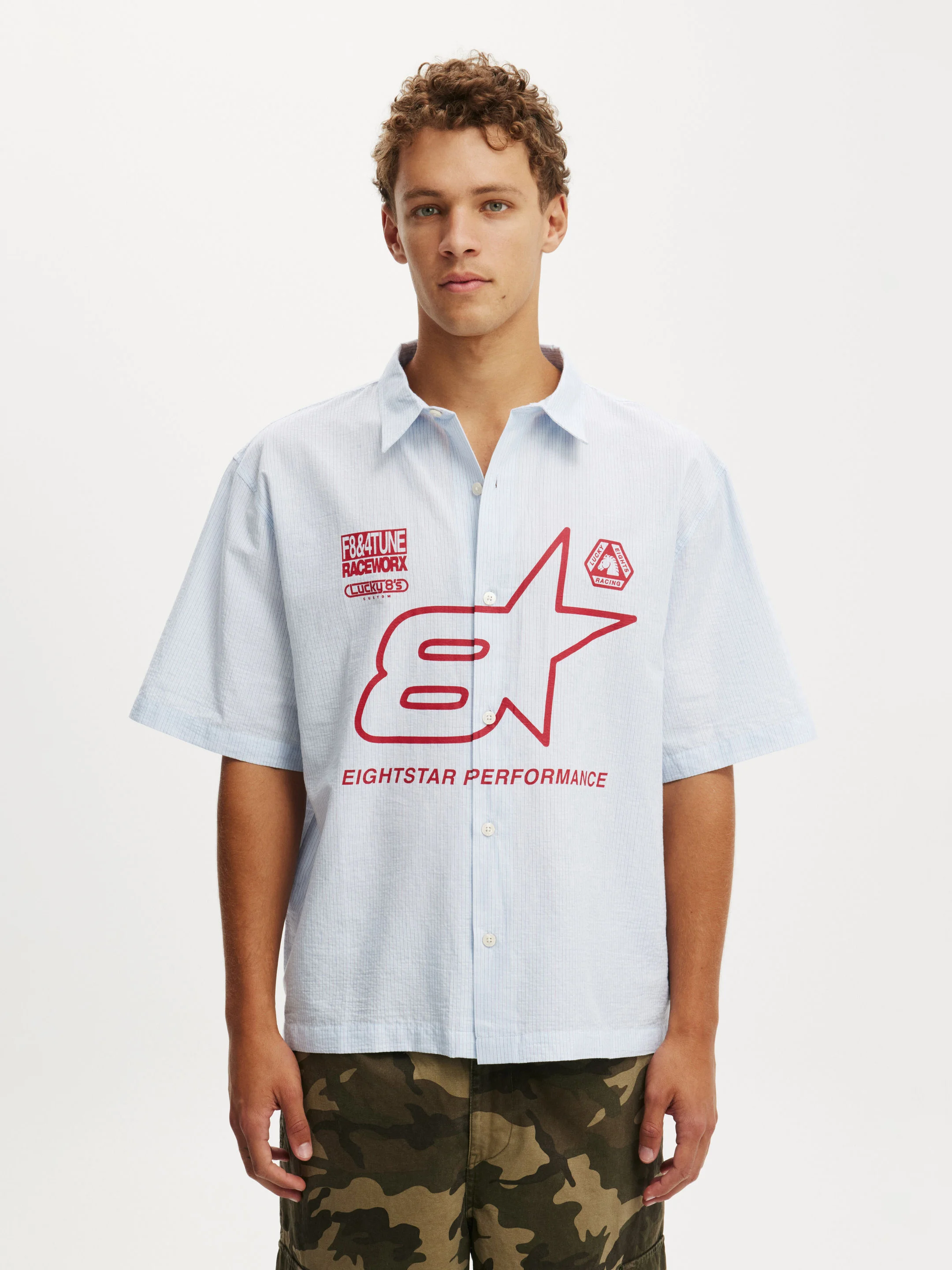 COTTON ON Áo Sơ Mi Tay Ngắn Nam-Lucky Short Sleeve Shirt